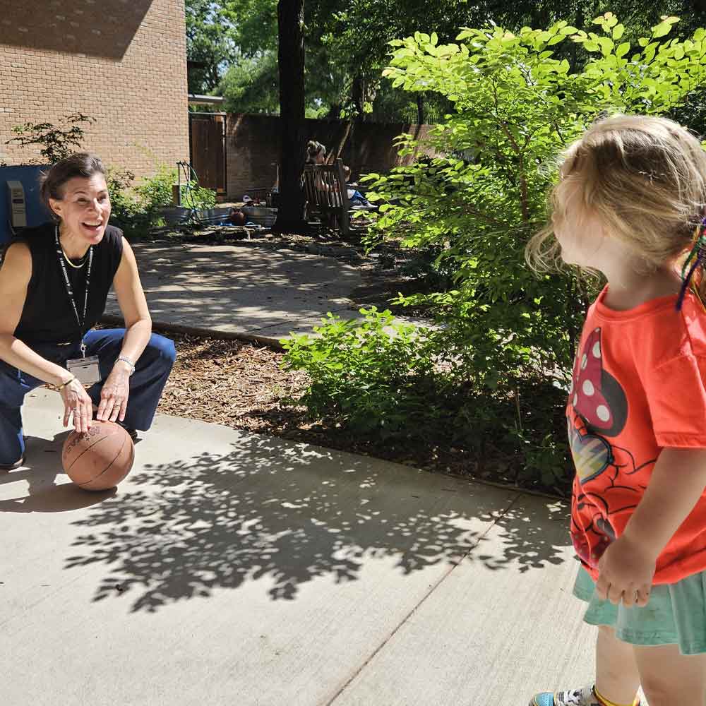 Girls playing basketball during an OT session