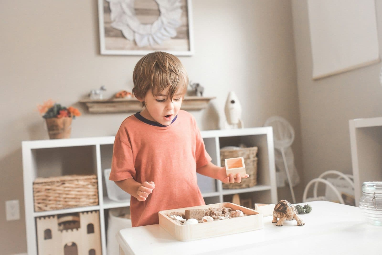 ABA therapy assessment with child playing with blocks to develop a personalized treatment plan