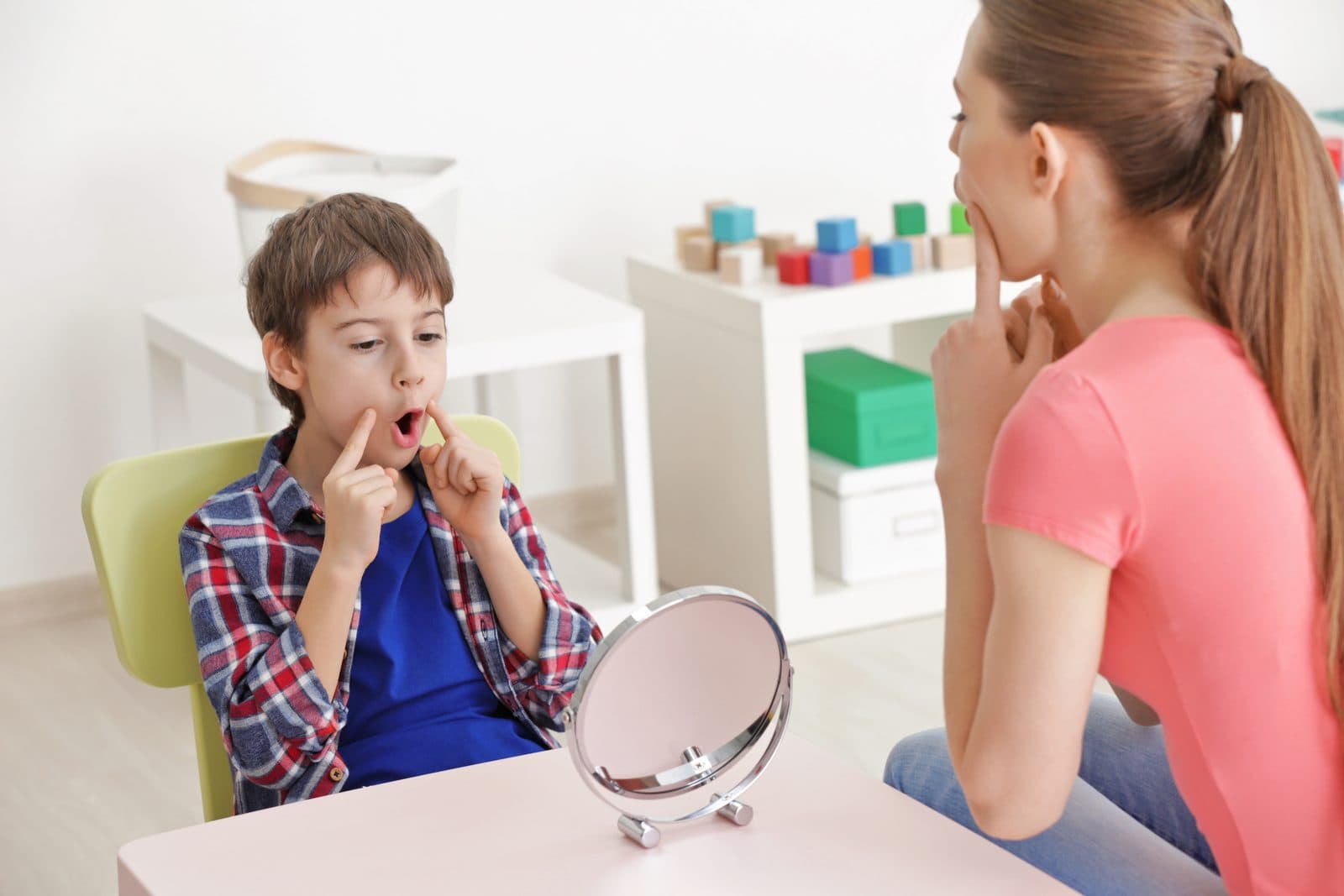 Child in speech therapy session